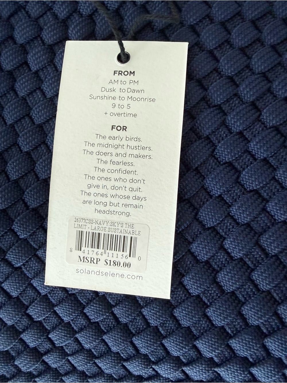 Braided Tote Bag in Navy Blue - Picture 6 of 7